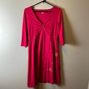 Horny Toad Women's Rosalinda Dress Pink Flower Dandelions‎ Size Medium Gorpcore